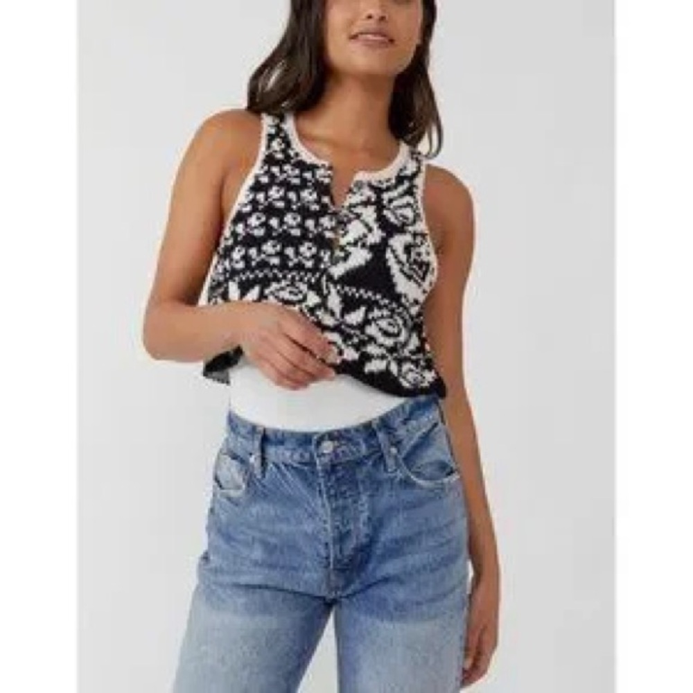 Free People Black and White Crop Top